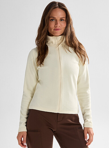 I.FIV5: La veste polaire zipp&eacute;e col montant Ivoire - Beige cr&egrave;me pour femme