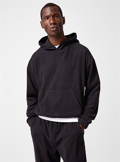 I.FIV5 Black Polar fleece hoodie for men