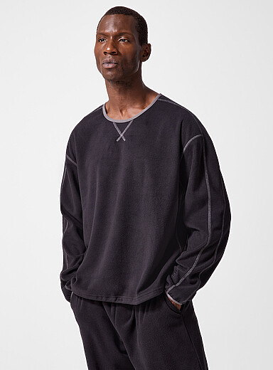 I.FIV5: Le sweat polaire coutures contraste Noir pour homme