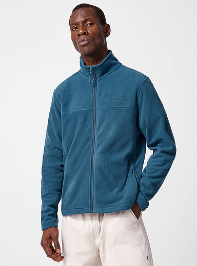 Stand-collar polar fleece zip-up jacket