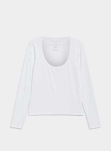 Second-skin long-sleeve scoop-neck T-shirt