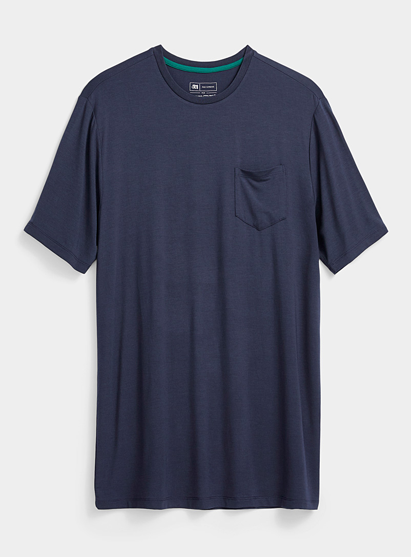 Le 31 Marine Blue Eco-friendly Modal lounge T-shirt for men
