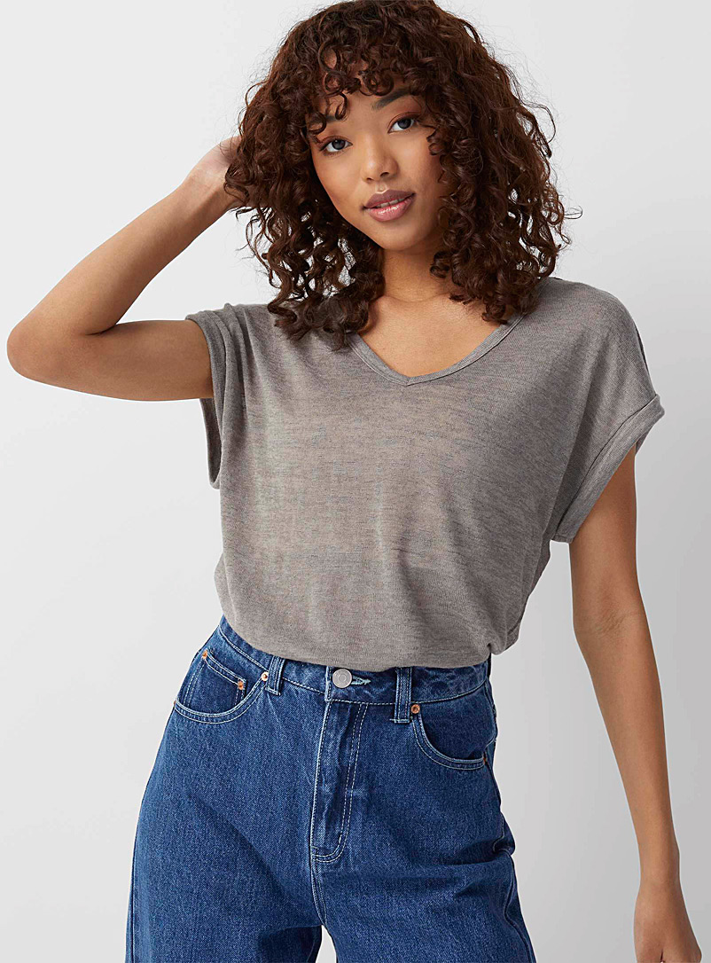 Loose heather V-neck tee | Twik | Women 