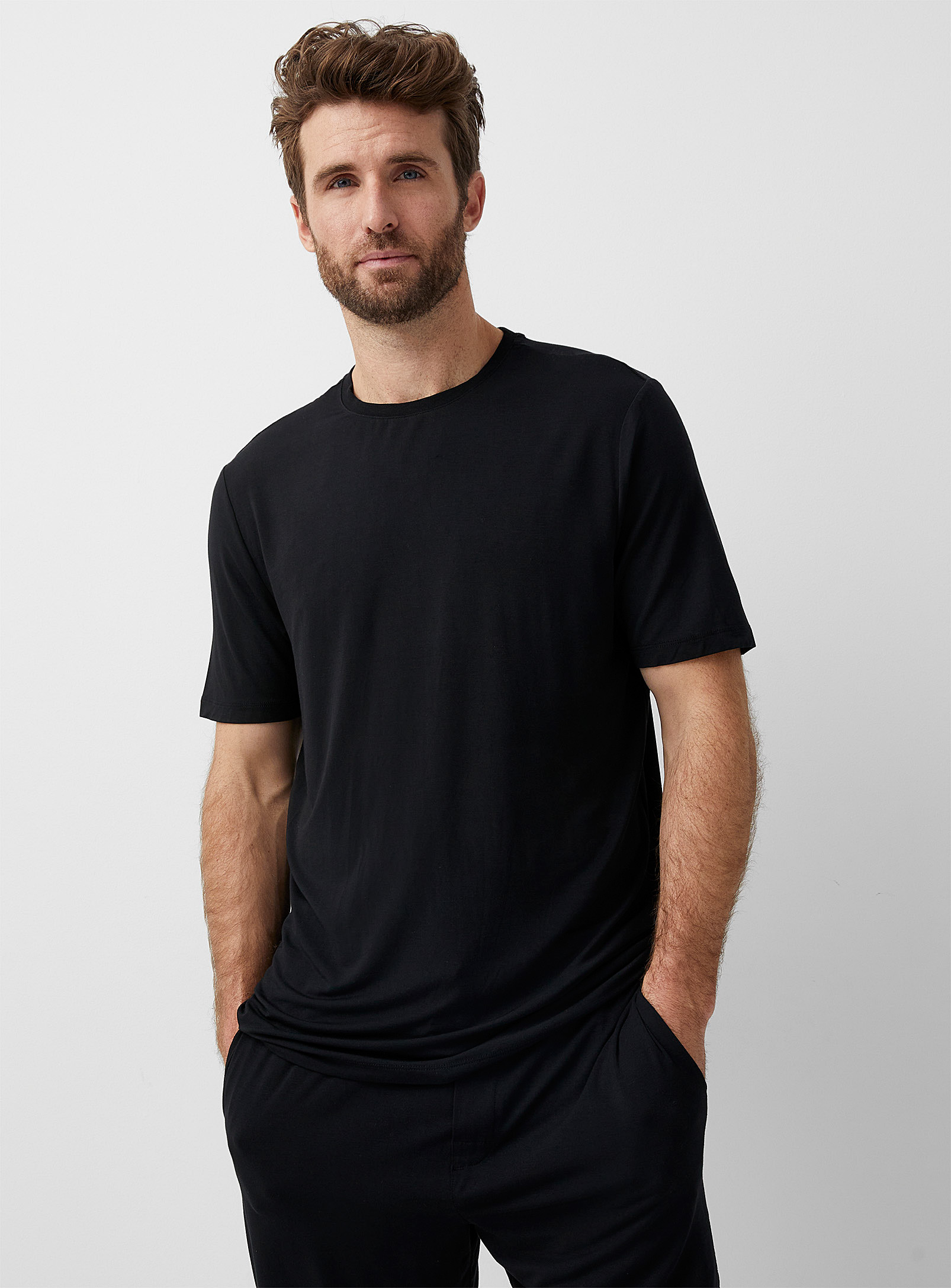 Le 31 Solid Modal Lounge T-shirt In Black