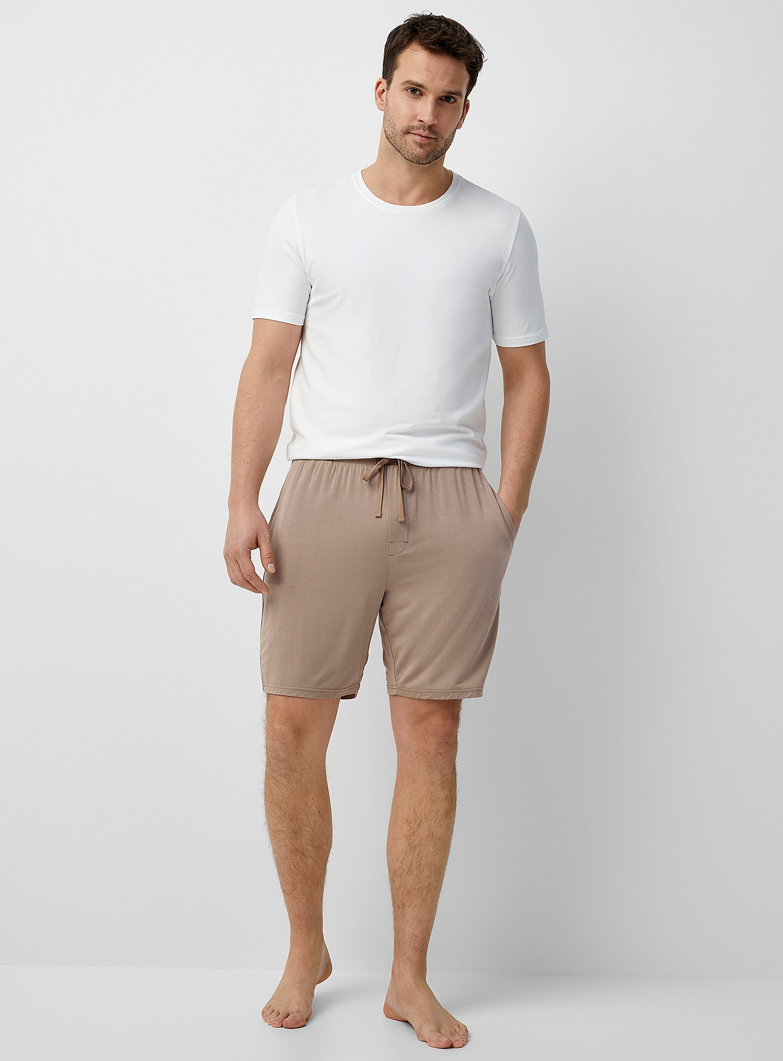 Le 31 Solid Modal Lounge Bermudas In Light Brown