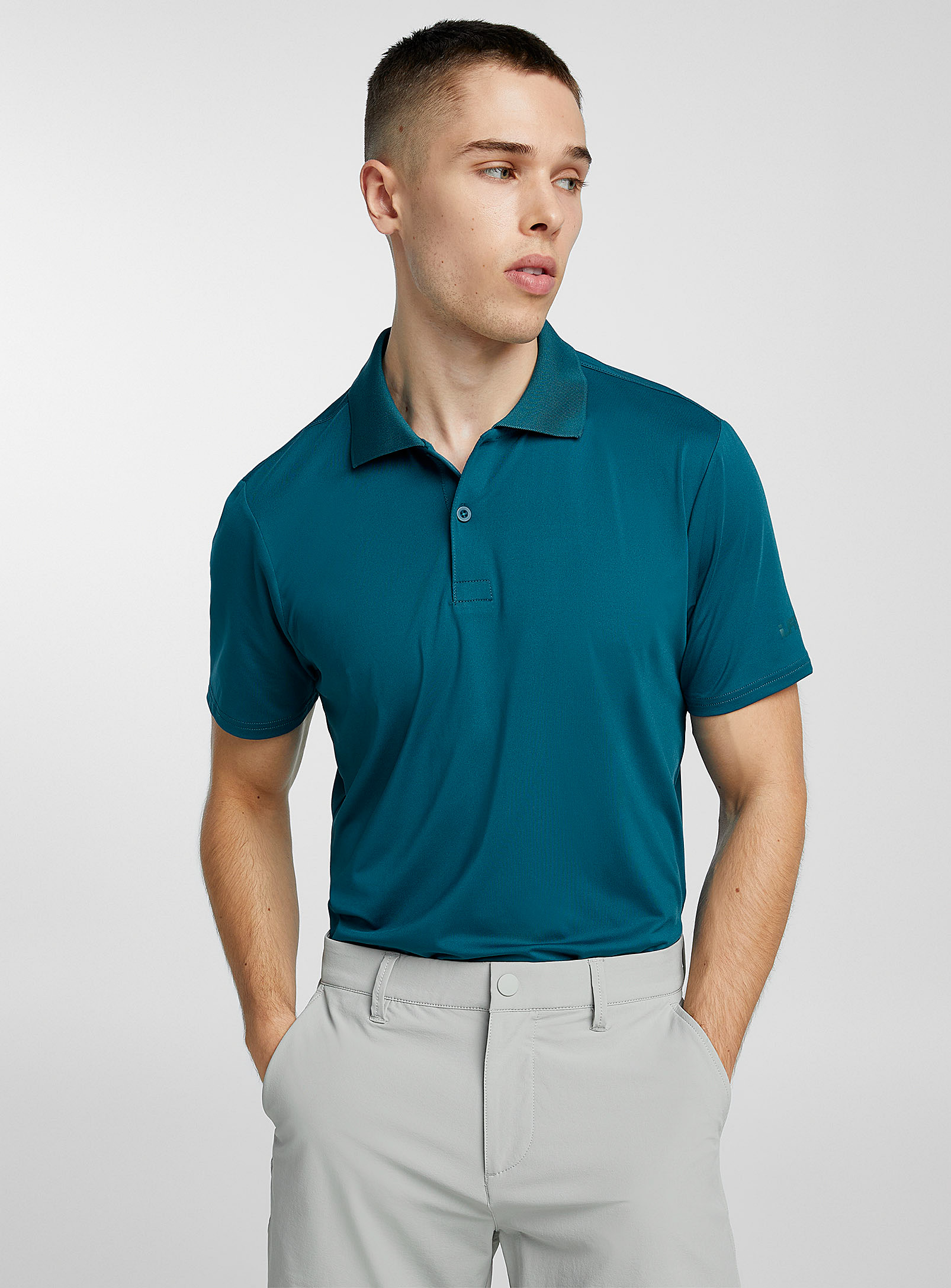 I.fiv5 Ultra-soft Ribbed-collar Golf Polo In Slate Blue