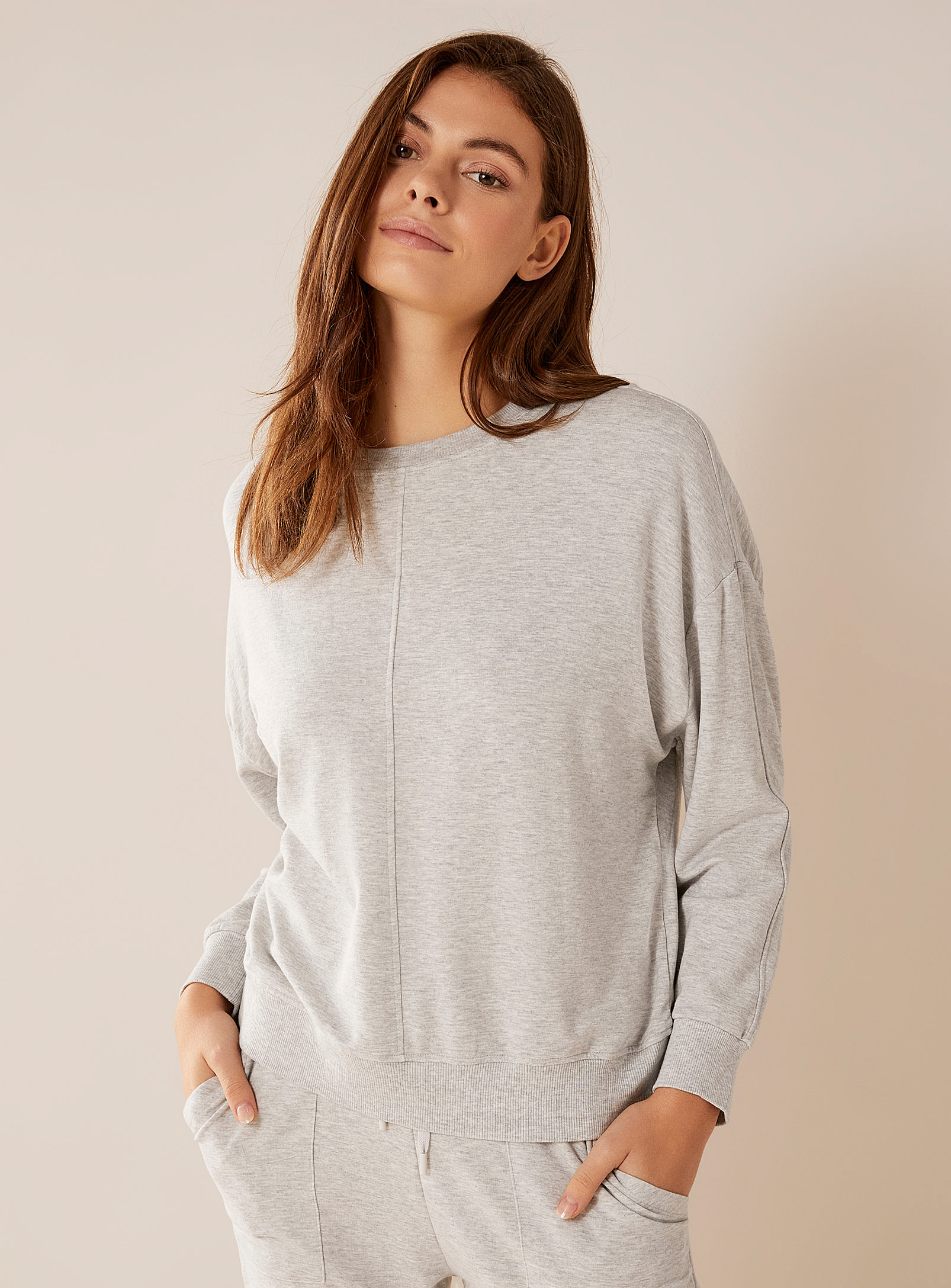 Miiyu Soft Modal Lounge Sweatshirt In Light Grey