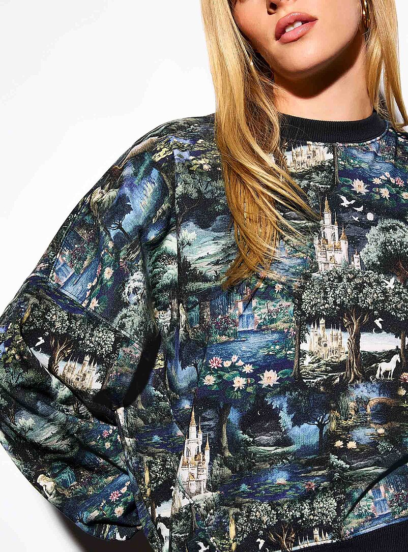 Printed drop-shoulder organic cotton sweatshirt product image 2