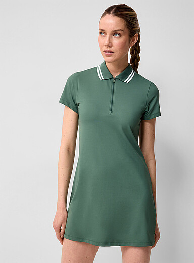 Zipped striped collar golf dress