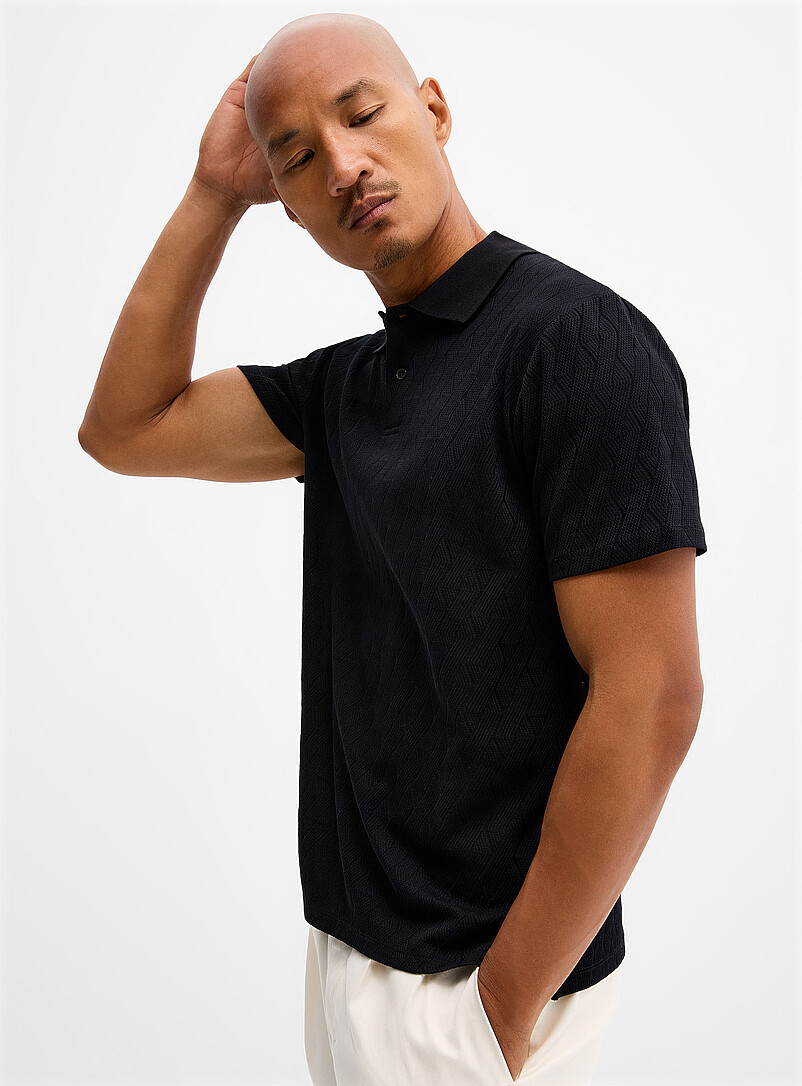 Twisted cable jacquard polo product image (primary)
