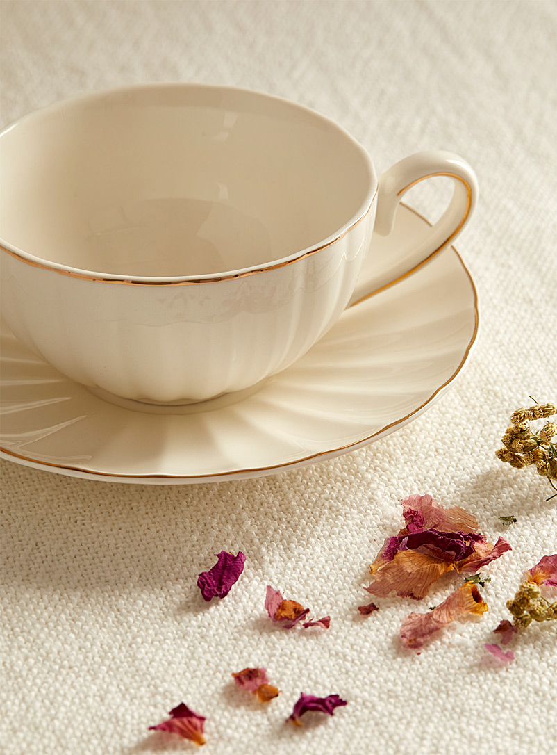 Simons Maison: La tasse de thé et soucoupe porcelaine fine Ensemble de 2 pièces Blanc