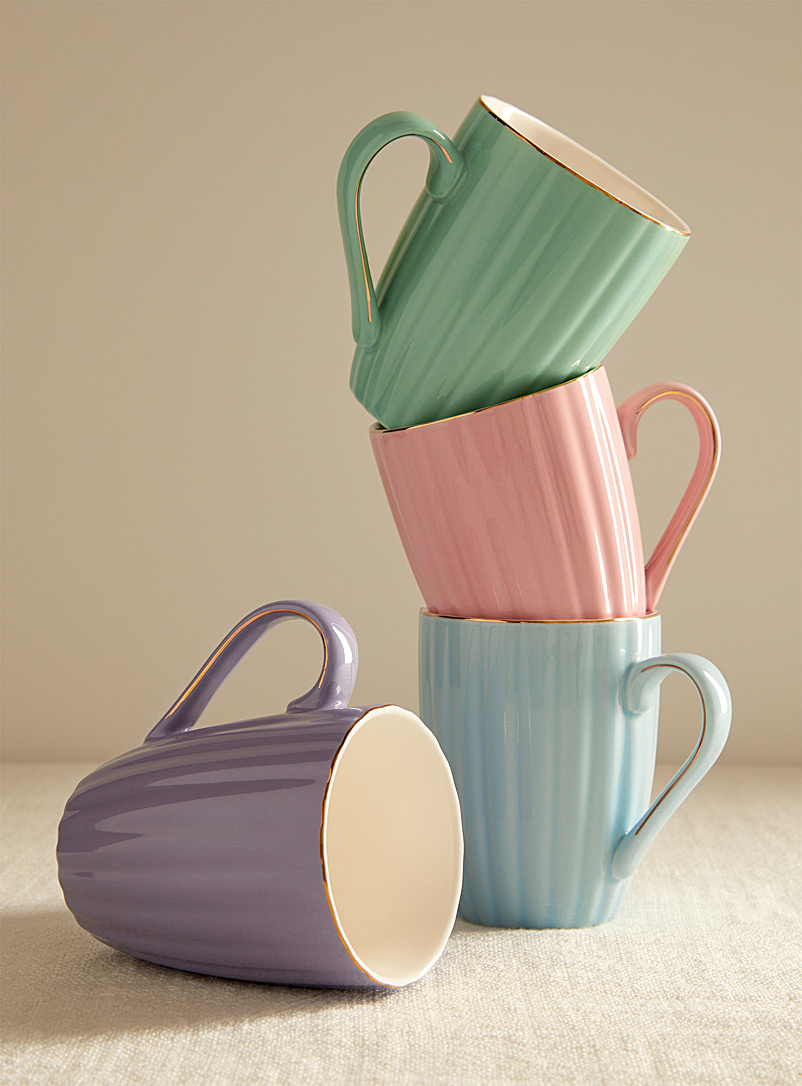 Ladelle: Les tasses colorées porcelaine fine Ensemble de 4 Assorti