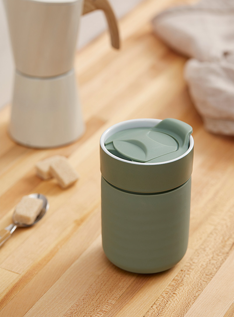 Ladelle Lime Green Stoneware and silicone travel mug