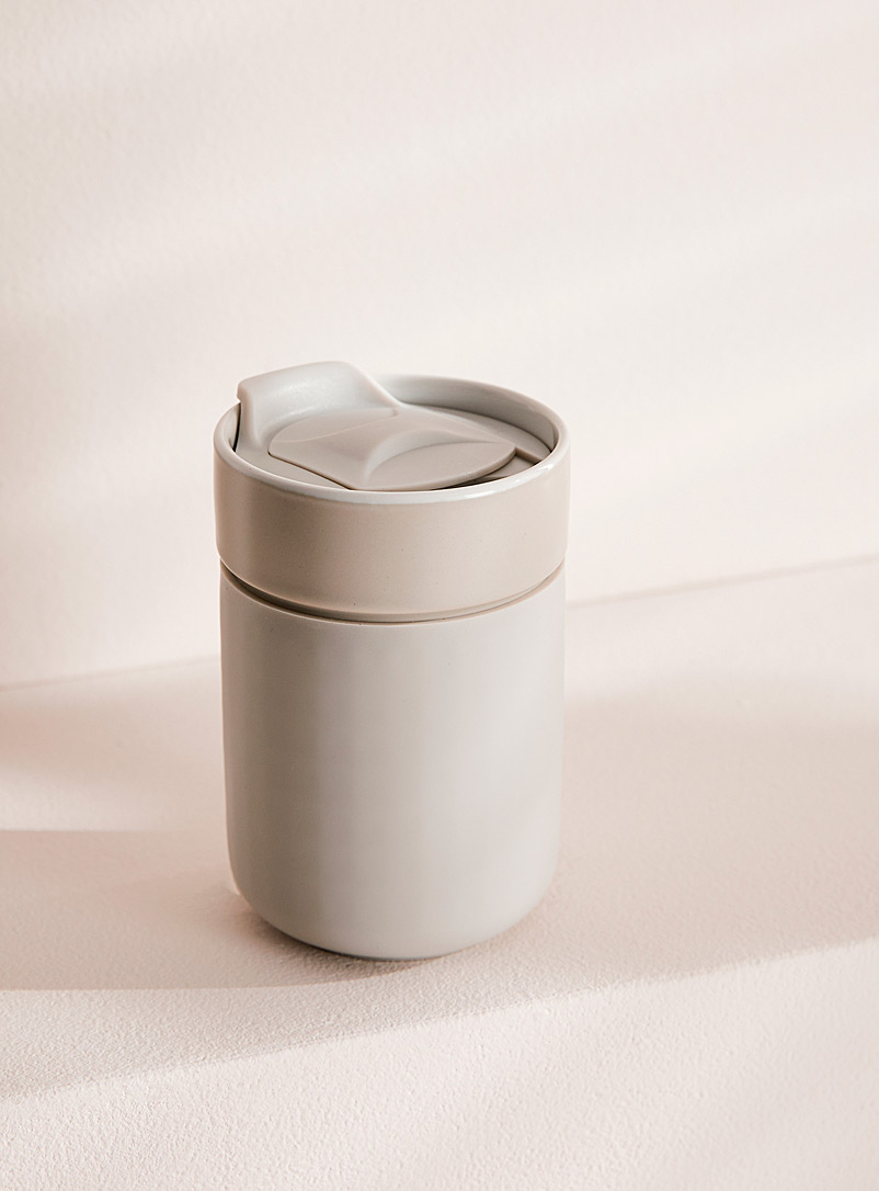 Ladelle Light Grey Stoneware and silicone travel mug