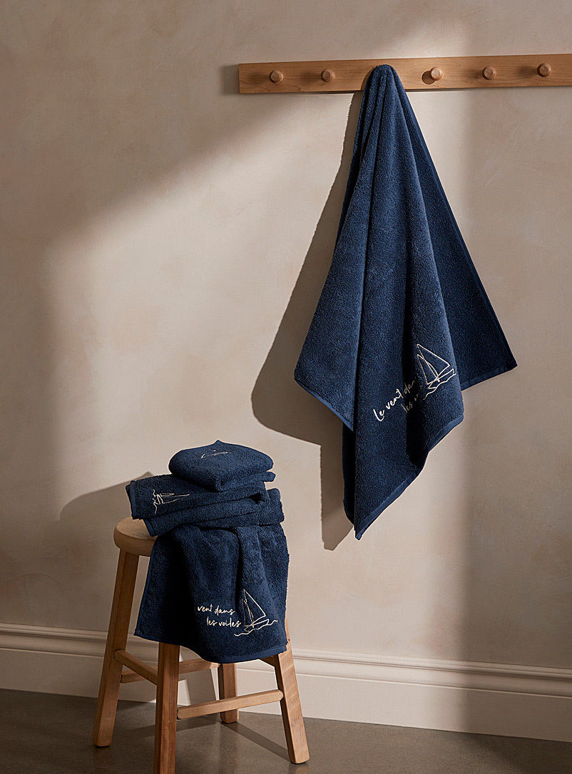 Simons Maison Patterned Blue Le vent dans les voiles Turkish cotton towels