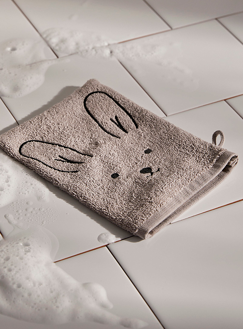 Simons Maison: Le gant de toilette coton turc lapin gris Gris