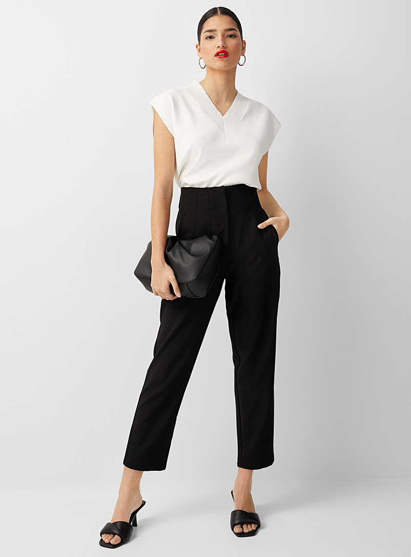Icône Black Twill tapered pant for women