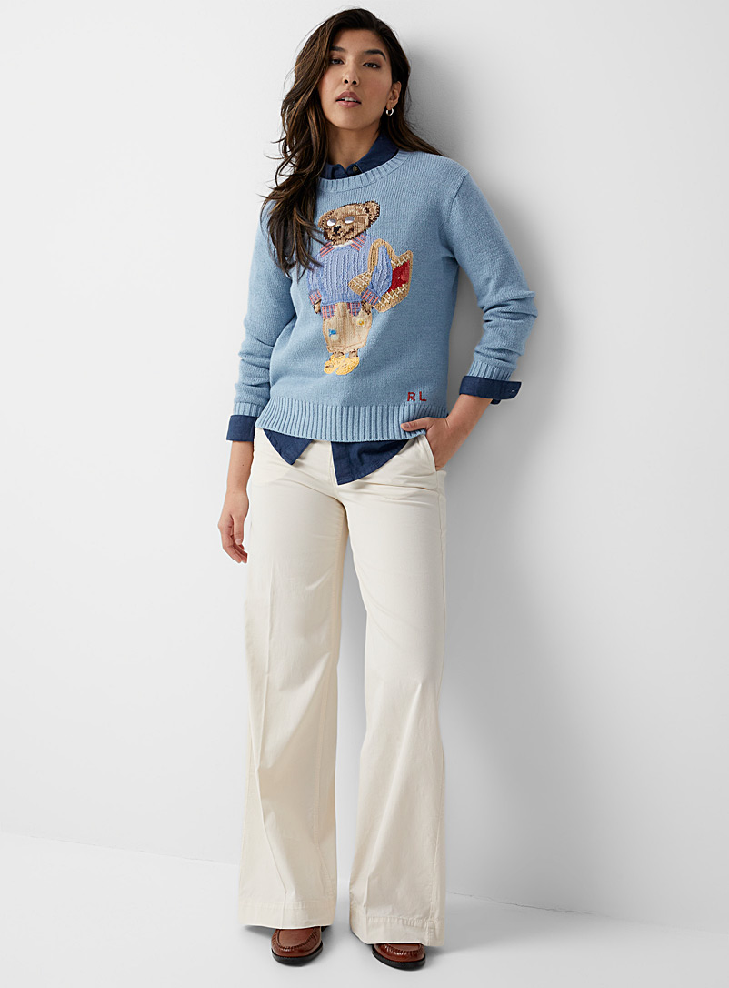 Polo Ralph Lauren: Le pull ourson estival Bleu à motifs pour femme