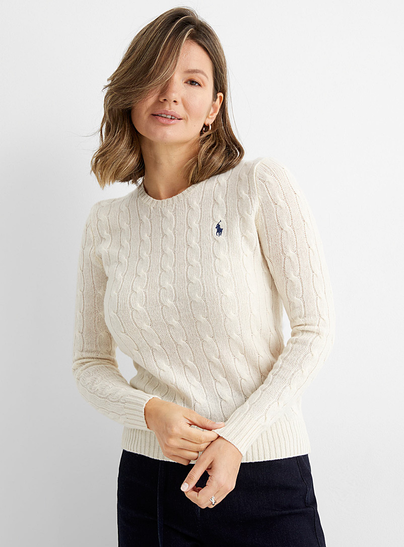 Cream wool twisted sweater | Polo Ralph Lauren | Shop Women's Sweaters |  Simons