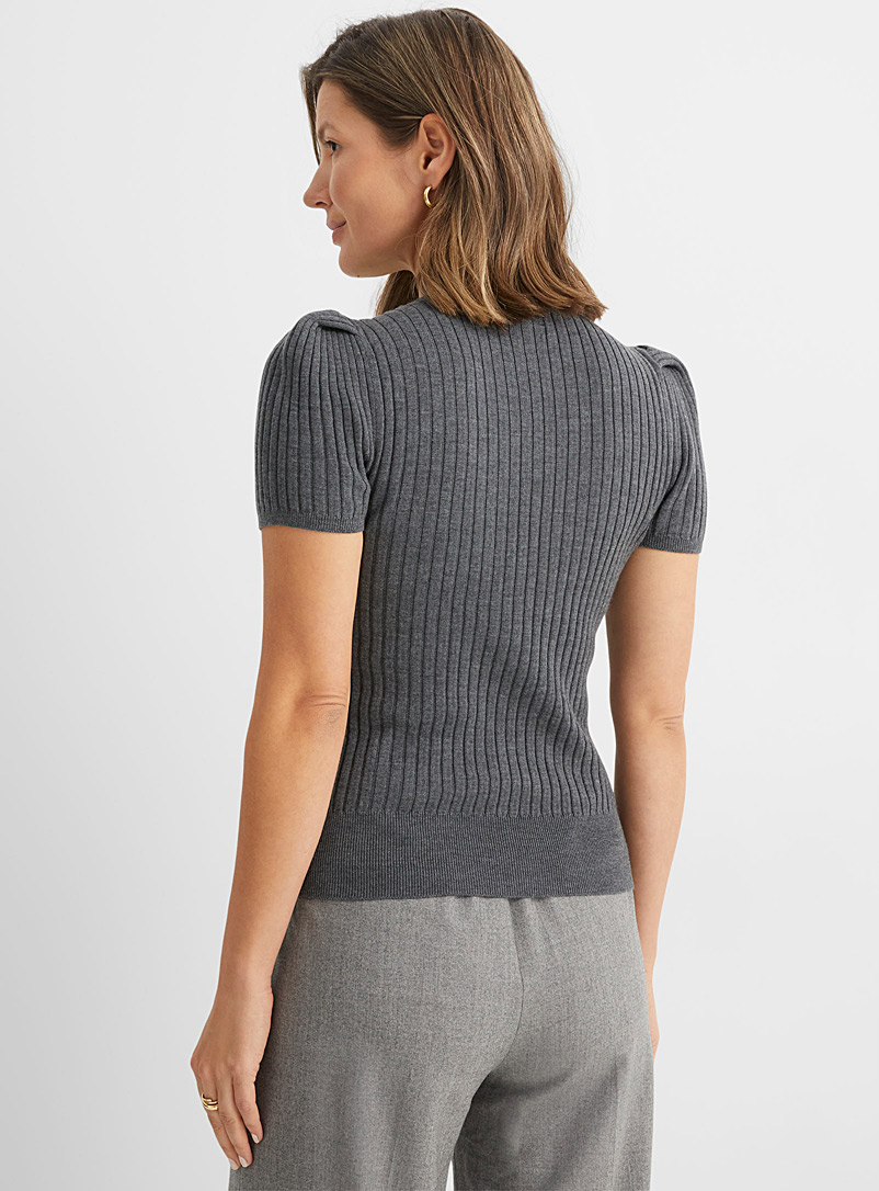 Polo Ralph Lauren Grey Structured shoulders ribbed merino sweater for women