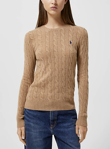 Polo Ralph Lauren Taupe Embroidered logo wool and cashmere sweater for women