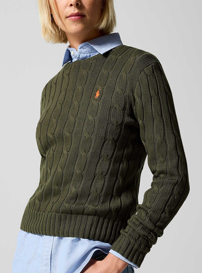 Polo Ralph Lauren: Le chandail laine et cachemire logo brod&eacute; Rouge pour femme