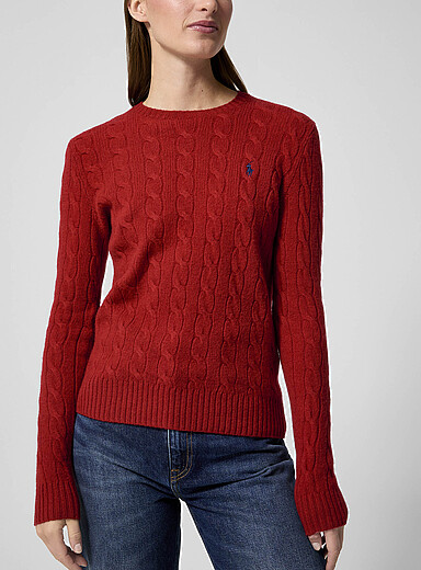 Polo Ralph Lauren Red Embroidered logo wool and cashmere sweater for women