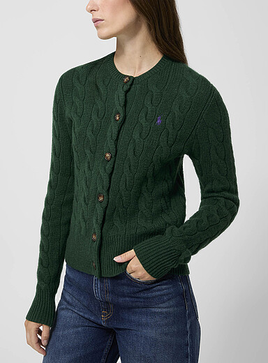 Le cardigan tricot c&acirc;ble laine et cachemire