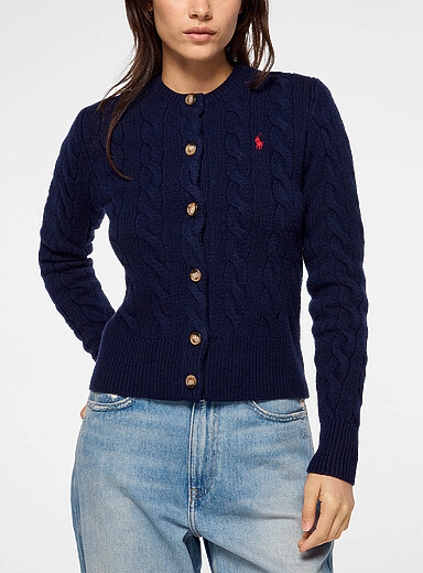 Polo Ralph Lauren Navy/Midnight Blue Wool and cashmere cable-knit cardigan for women