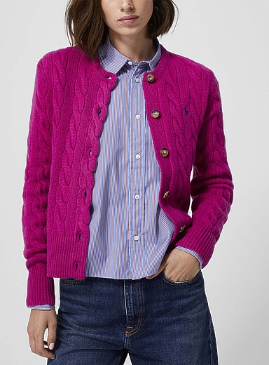 Polo Ralph Lauren Pink Wool and cashmere cable-knit cardigan for women