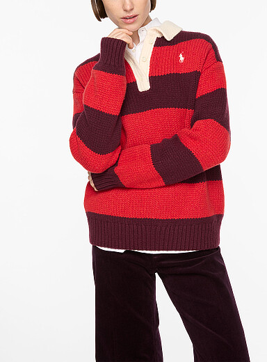 Polo Ralph Lauren Red/Stripes Striped rugby sweater for women