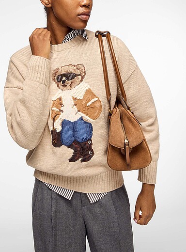 Polo Ralph Lauren Ivory/Cream Beige Winter bear cub cotton-wool blend sweater for women