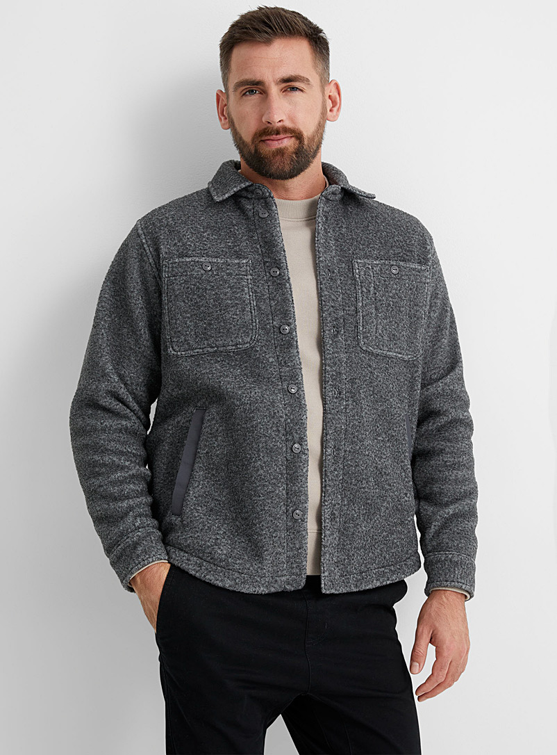 Polo Ralph Lauren Grey Heathered polar fleece overshirt for men