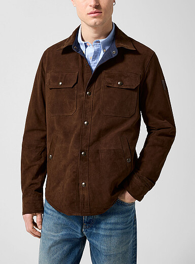 Suede and nylon reversible jacket
