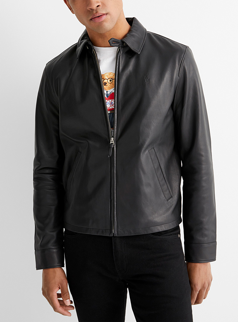 polo leather jacket black