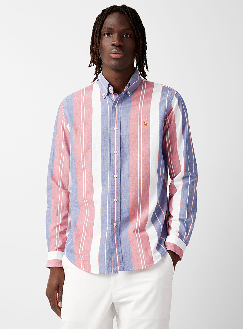 Polo Ralph Lauren Blue Tricolour stripe Oxford shirt for men