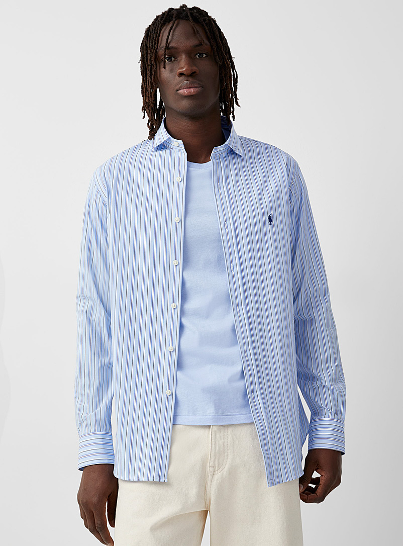 Polo Ralph Lauren: La chemise rayures bleues Coupe ajustée Bleu pâle-bleu poudre pour homme