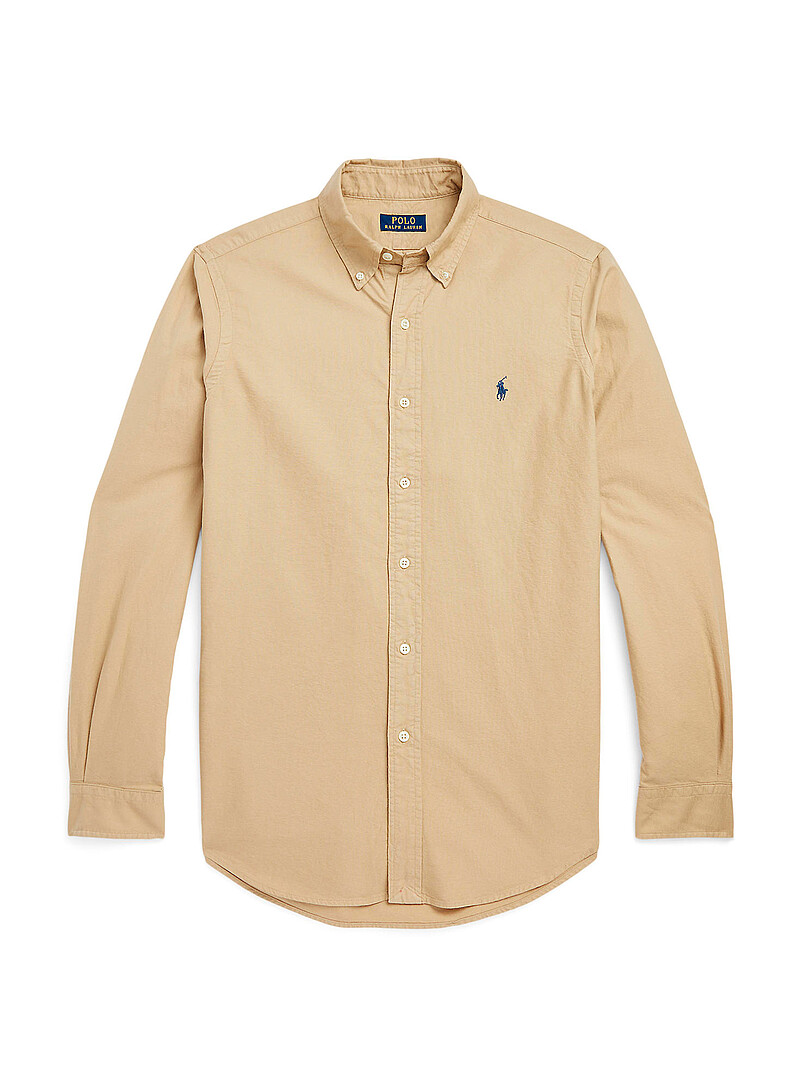 Polo Ralph Lauren: La chemise oxford teint en pi&egrave;ce <b>Coupe classique</b> Beige pour homme