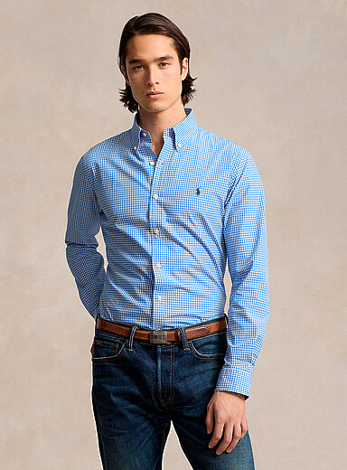 Embroidered rider stretch poplin shirt <b>Classic fit</b>