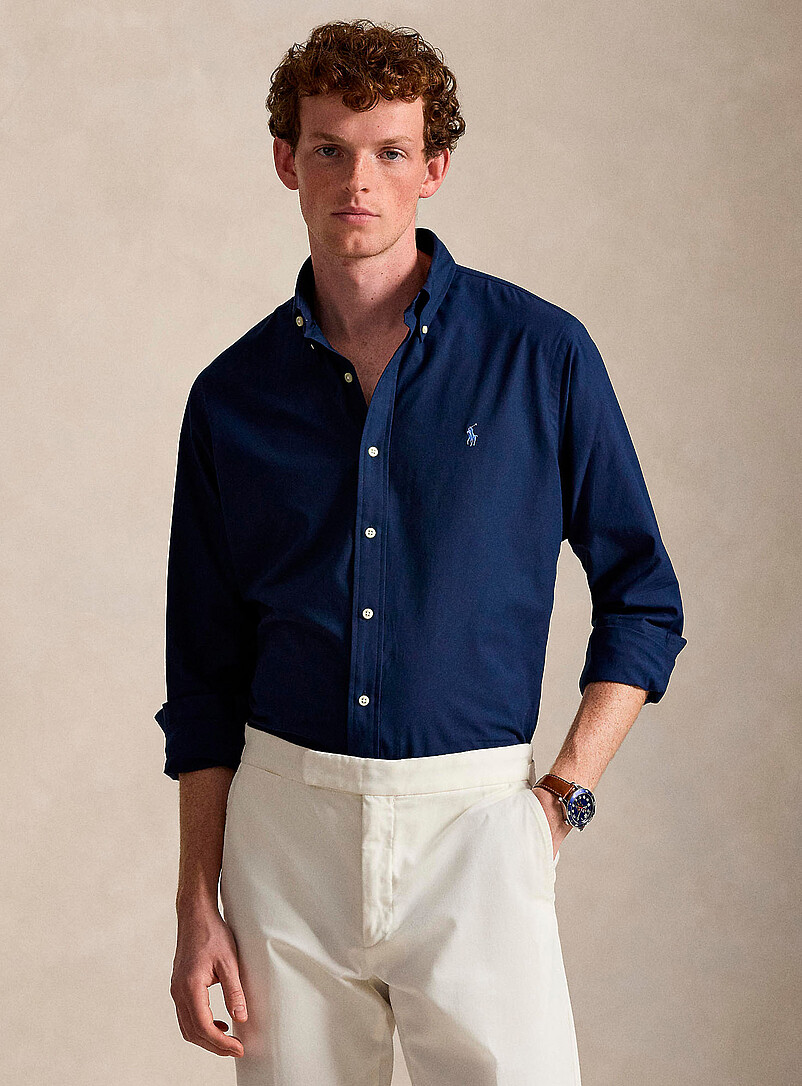Polo Ralph Lauren: La chemise popeline extensible cavalier brod&eacute; <b>Coupe classique</b> Carreaux pour homme