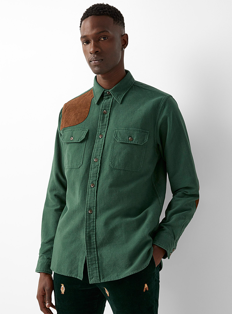 Polo Ralph Lauren: La chemise rustique Coupe confort Vert foncé-mousse-olive pour homme