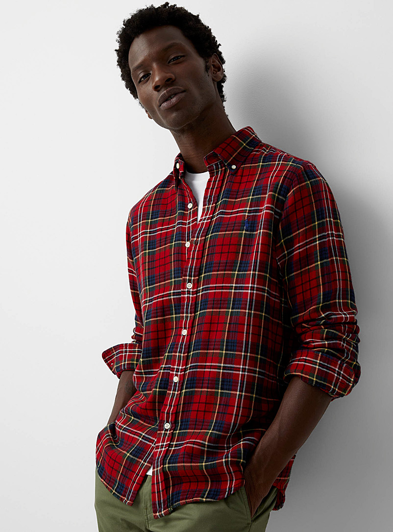 Polo Ralph Lauren: La chemise flanelle tartan Coupe confort Rouge pour homme