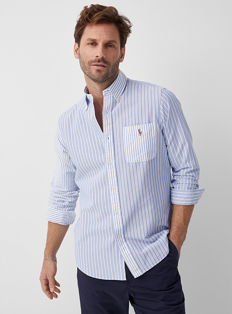 Polo Ralph Lauren Baby Blue Oxford mixed-stripe shirt Comfort fit for men