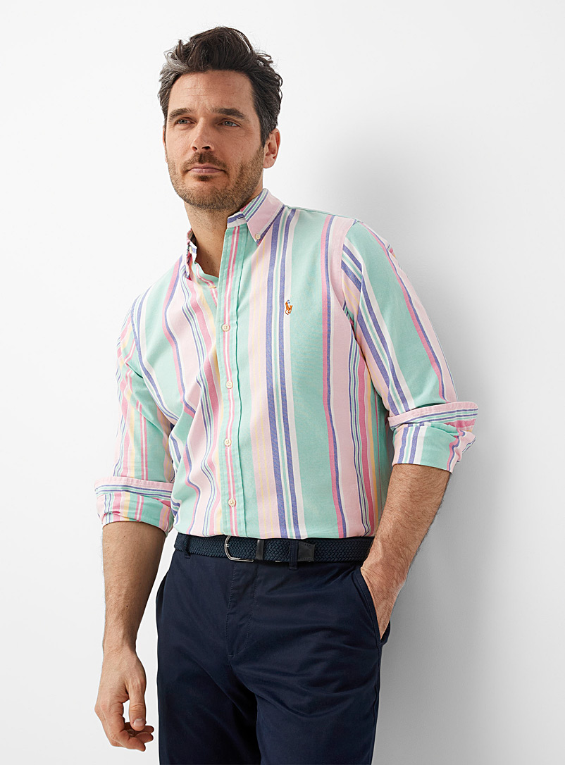 Polo Ralph Lauren Lime Green Pastel stripe oxford shirt Comfort fit for men