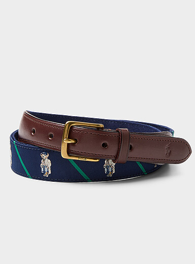 Polo Ralph Lauren: La ceinture marine oursons jacquard Brun &agrave; motifs pour homme