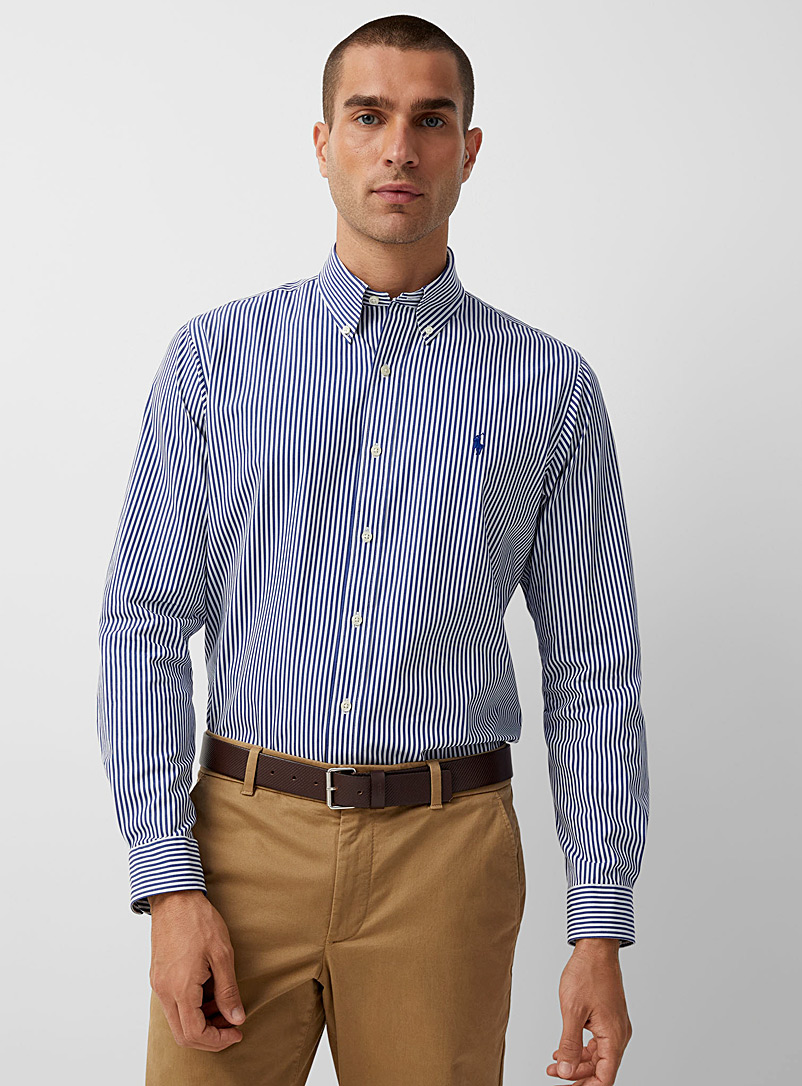 Polo Ralph Lauren Marine Blue Twin-stripe stretch poplin shirt Modern fit for men