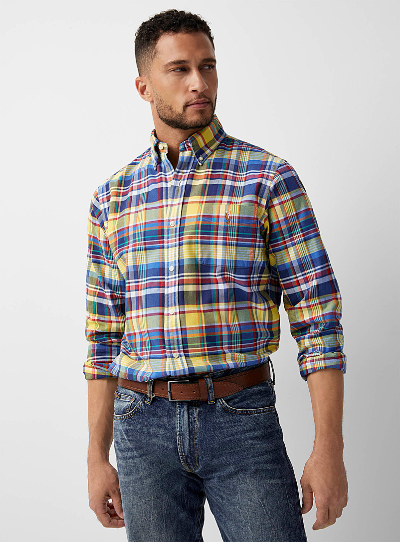 Polo Ralph Lauren: La chemise oxford carreaux Marine à motif pour homme