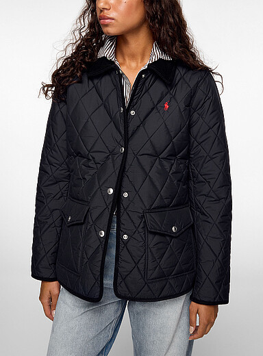 Polo Ralph Lauren Black Corduroy collar quilted jacket for women