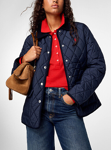 Polo Ralph Lauren Navy/Midnight Blue Corduroy collar quilted jacket for women