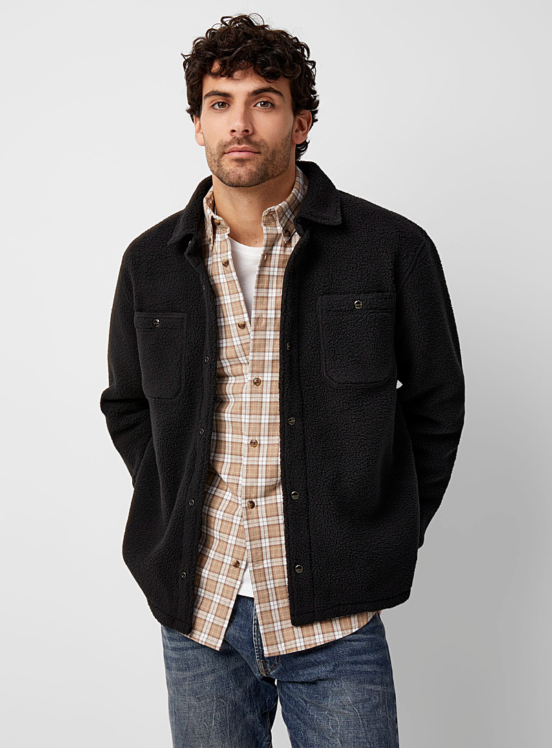 Polo Ralph Lauren Black Sherpa fleece overshirt for men